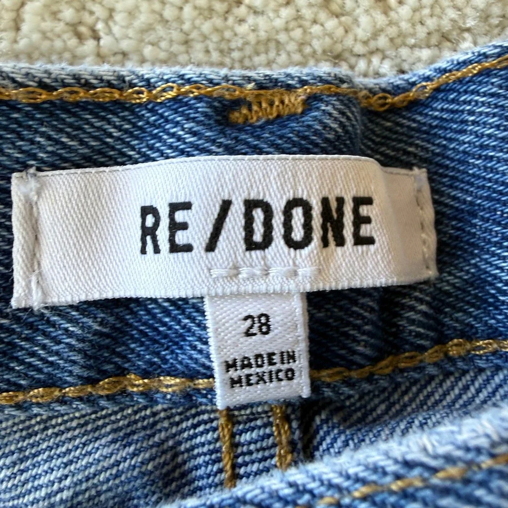 Revolve RE/DONE 70s High Rise‎ Short Women 28 Blue Distressed Raw Hem Denim